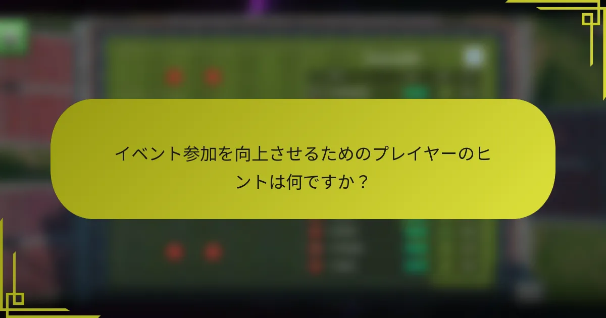 イベント参加を向上させるためのプレイヤーのヒントは何ですか？